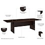 Bush Business Furniture 96W x 42D Boat Shaped Conference Table with Wood Base, Mocha Cherry (99TB9642MRK)~#|#~DFCCFF43-8769-4171-BED7C2858F842D20_sc7