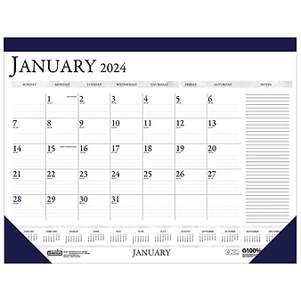 2024 House of Doolittle 22" x 17" Monthly Desk Pad Calendar, White/Blue (164-24)