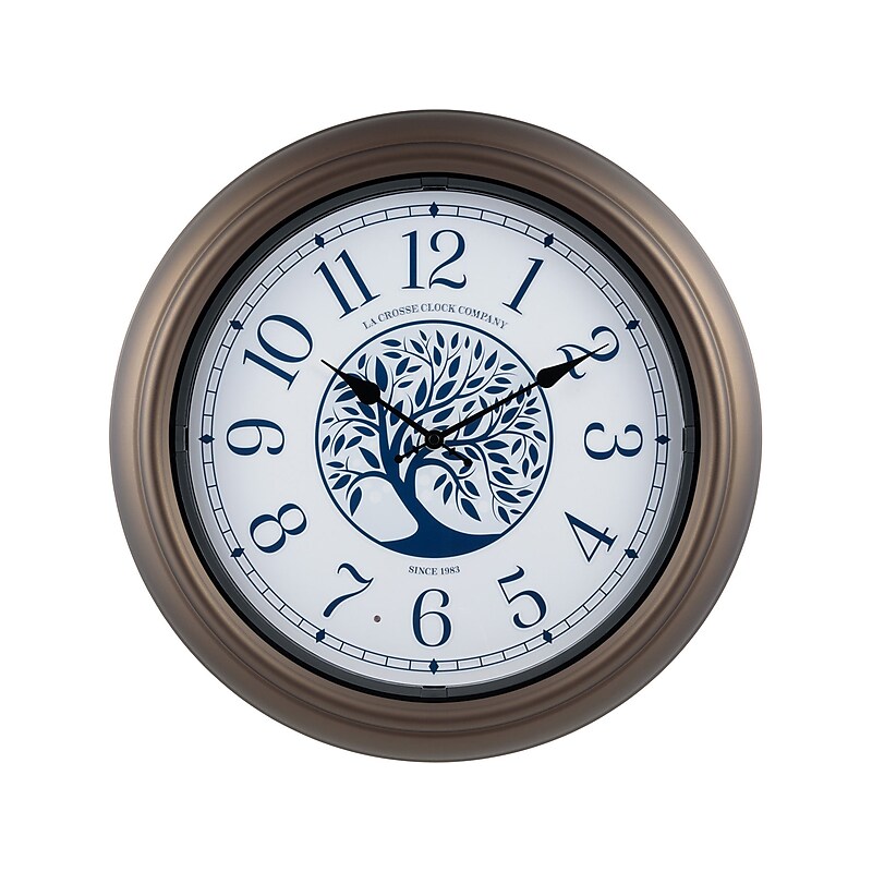 La Crosse Technology Indoor/Outdoor Lighted Dial Analog Quartz Wall Clock, 18"Dia. (403-3246BR) image 1