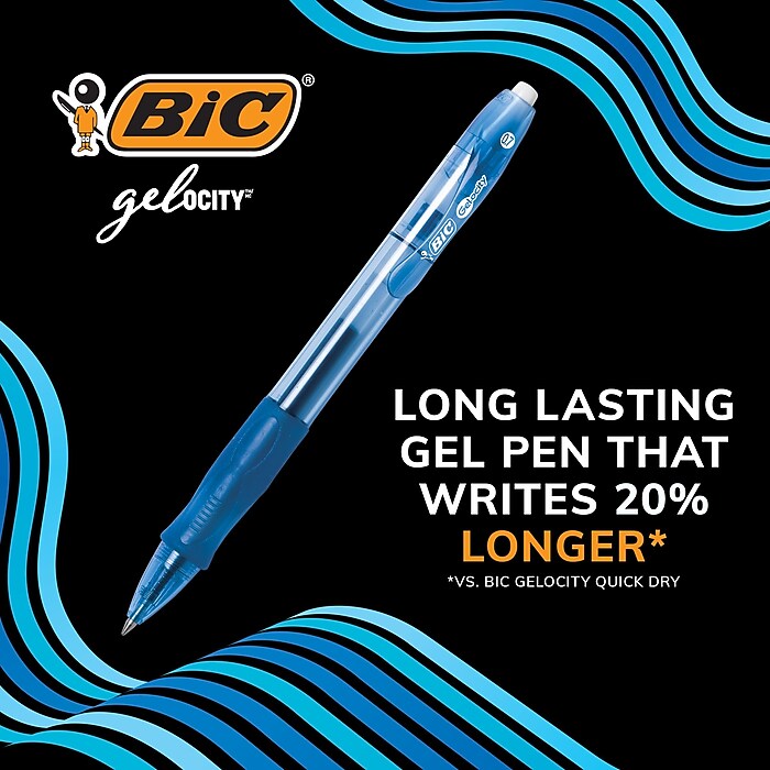 BIC Gel-ocity Retractable Gel Pen, Medium Point, mm, Black Ink