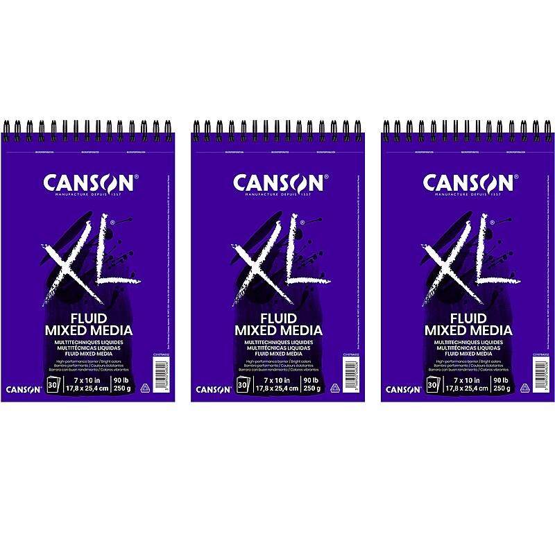 Canson XL Series 7" x 10" Wire Bound Mixed Media Sketch Pad, 30 Sheets/Pad, 3/Bundle (MCXC31078A032-3) image 1
