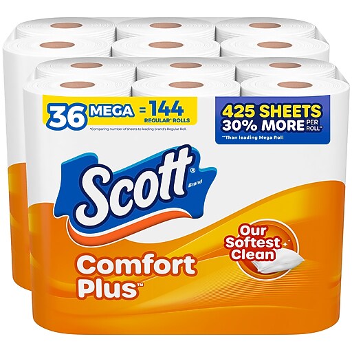 Scott Comfort Plus Mega Toilet Paper, 1-ply, White, 462 Sheets