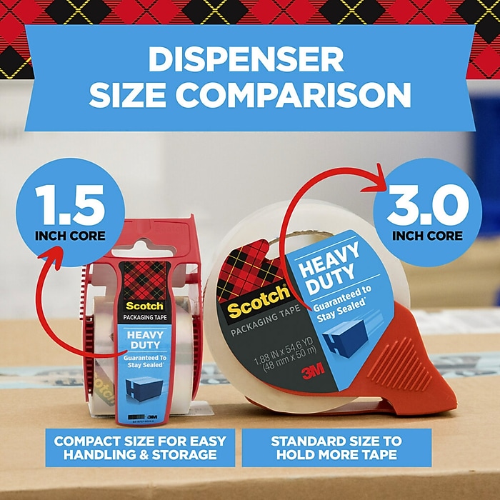 Scotch Heavy Duty Packing Tape with Dispenser, 1.88