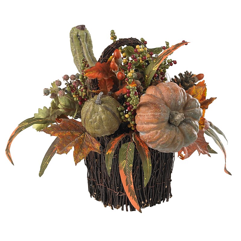 Nearly Natural 4903 Fall Pumpkin Berry Floral Arrangements, Green image 1
