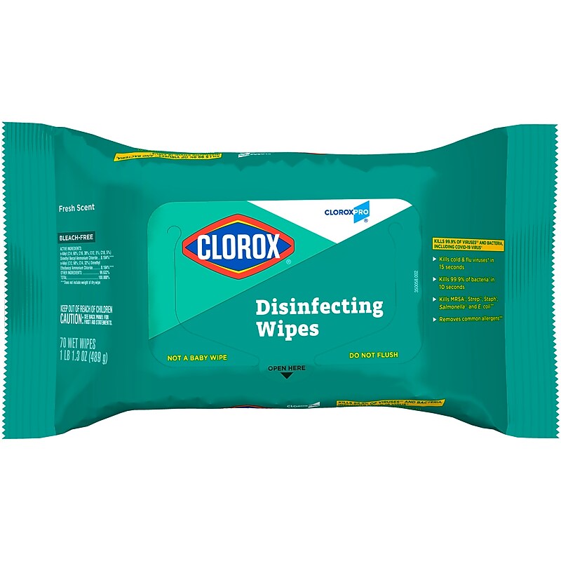 Clorox CloroxPro™ Disinfecting Wipes, Fresh Scent, 70 Wipes/Container, 70/Pack (60034) image 1