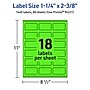 Avery Laser/Inkjet Multipurpose Rectangle Labels, 1-1/4" x 2-3/8", Neon Green, 1440/Box (94227)~#|#~DFF0A7CF-0FE7-40B1-AB578A1C09D40F5F_sc7