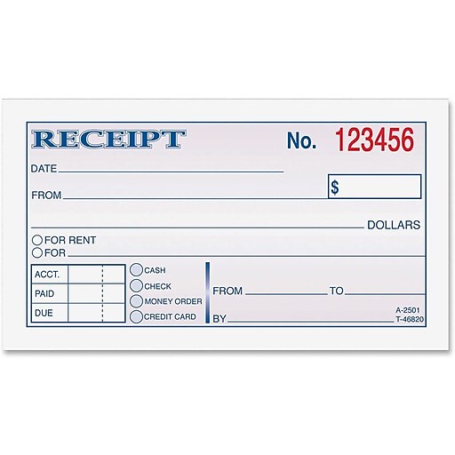 Adams 2Part Carbonless Receipts Book, 2.75" x 4.88", 50 Forms/Book