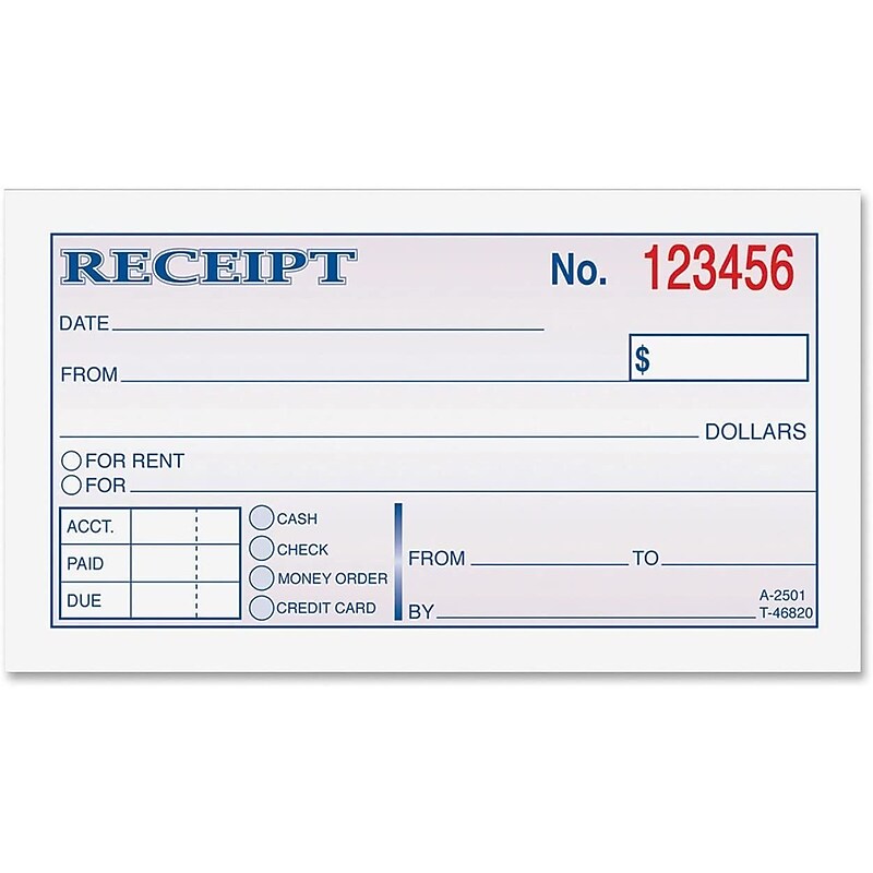 Adams 2-Part Carbonless Receipt Book, 5.38" x 2.75", White/Canary, 50 Sheets/Pad (DC2501) image 1