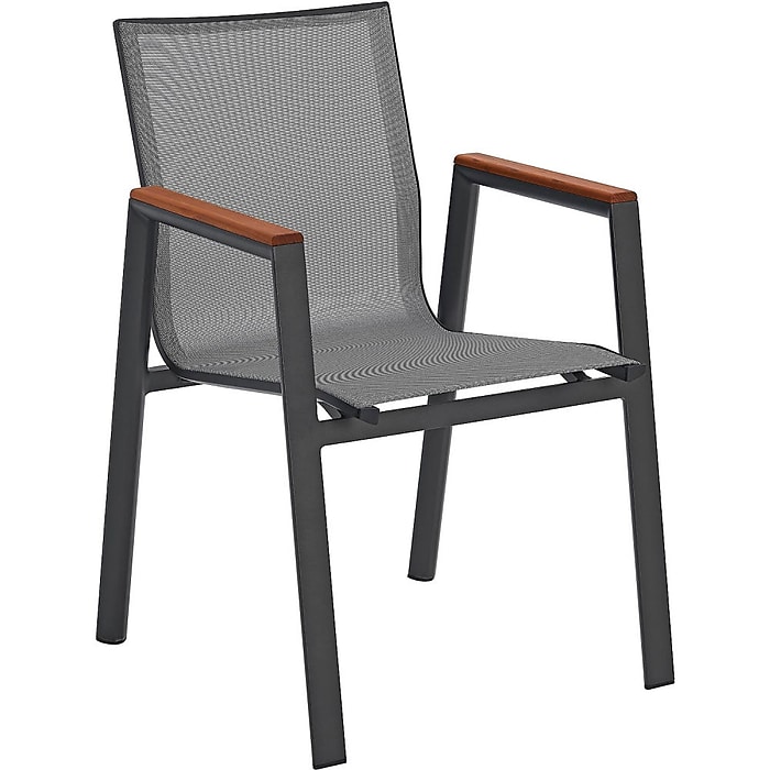 Global Industrial Outdoor Sling Armchair with Teakwood Armrests