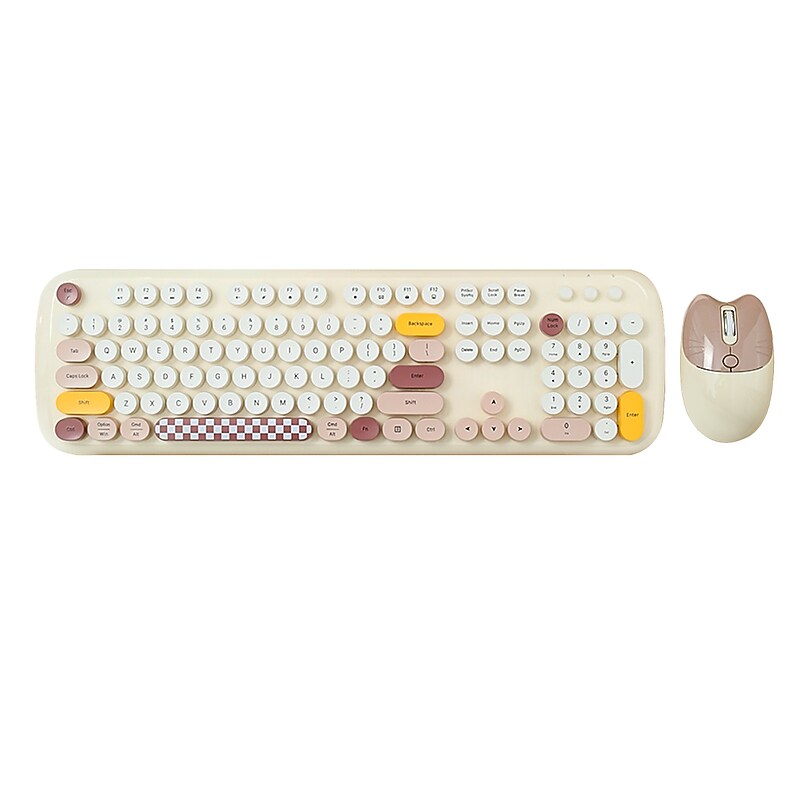 SaharaCase Wireless Ergonomic Keyboard and Laser Mouse Combo, Beige (KB8) image 1