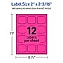 Avery Laser/Inkjet Arched Square Multipurpose Labels, 2" x 2-3/16", Neon Magenta, 480/Pack (94124)~#|#~E0041259-31B4-4F75-912AEE8CC0B4A192_sc7