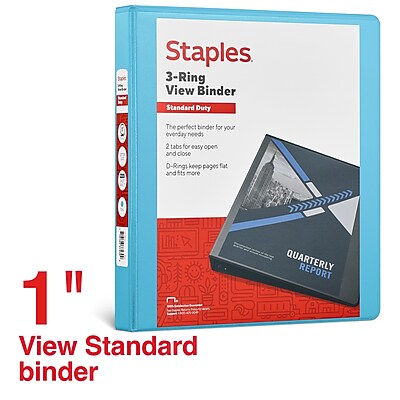 Staples Heavy Duty 1′ 3-Ring View Binder Black (24664) 82701