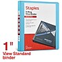 Staples 1" 3-Ring View Binders, D-Ring, Light Blue (58655)~#|#~E0096414-5F8C-4D3E-9230FCC2FBDBFDAC_sc7