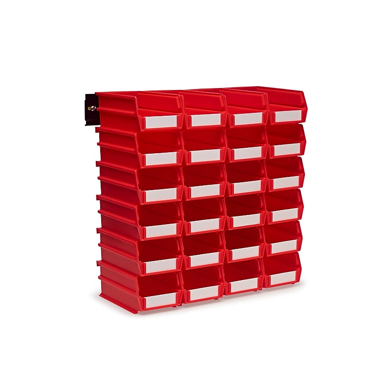 Triton Products LocBin Stackable Storage Bin, 3" x 4.12" x 7.37", Red, 24/Pack (3-220RWS) image 1