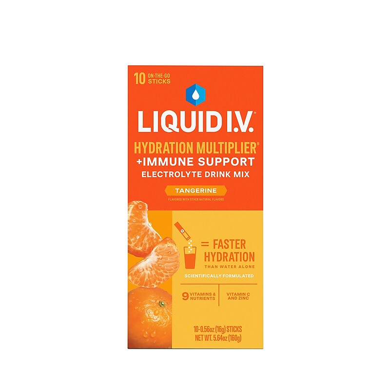 LIQUID I.V. Hydration Multiplier Tangerine Powder Energy Drink Mix, 10 Packets/Pack (220-02080) image 1