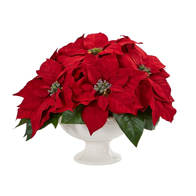 Nearly Natural Artificial Poinsettia Arrangement (1572) image 1