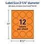 Avery Laser/Inkjet Multipurpose Circle Labels, 2.25" Dia., Bright Orange, 480/Pack (94510)~#|#~E01B1F56-0C27-4860-B168ECC935117EAE_sc7