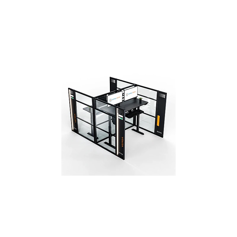 VersaDesk WorkNest 66"H x 81"W 2 Person H-Shaped Cubicle Panel Workstation, Black (WNCH-7296-B) image 1