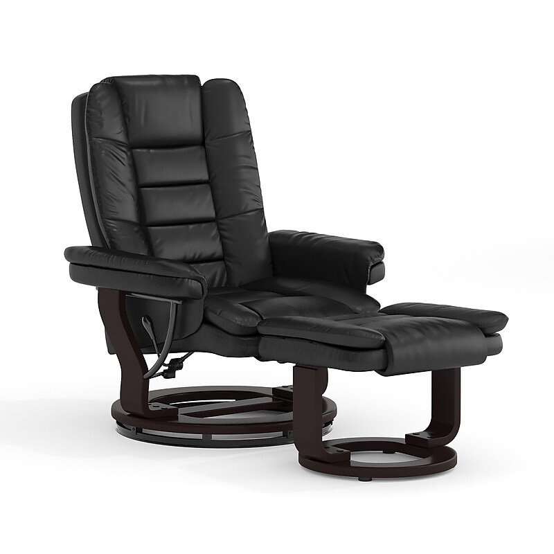 Flash Furniture LeatherSoft Recliner and Ottoman Set, Black (BT7818BK) image 1