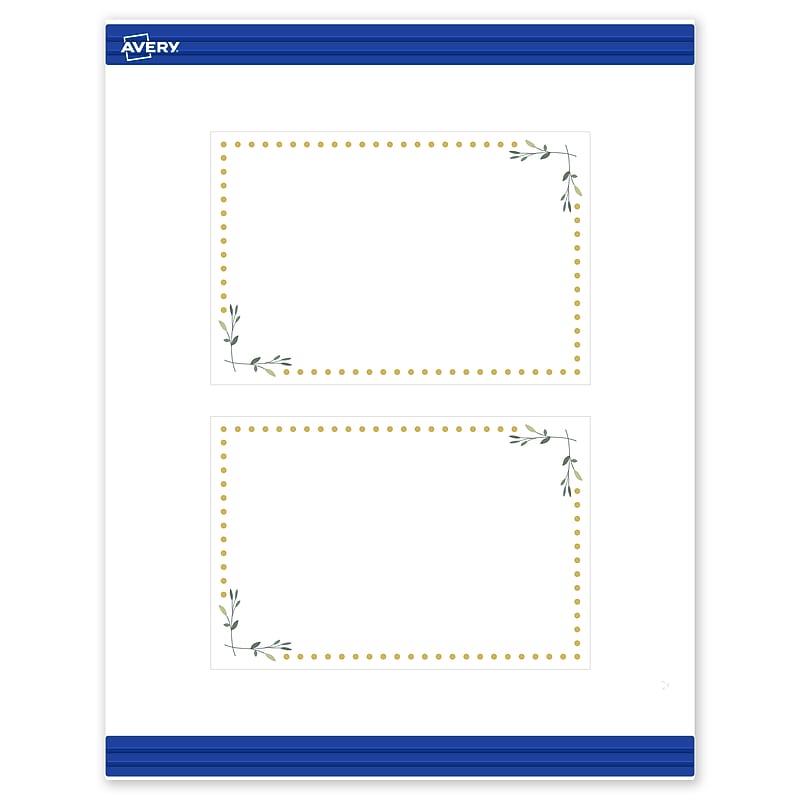 Avery Gold Dots with Green Florals Matte Blank Card, White, 20/Pack (S00-DN8) image 1