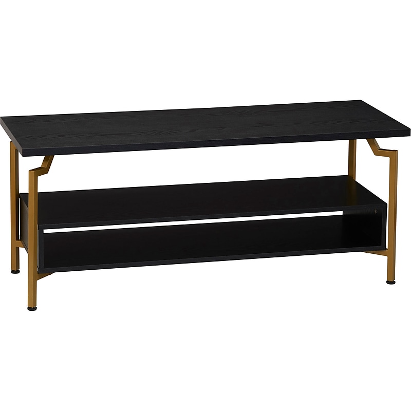 Household Essentials Crown Console TV Stand, Screens up to 50", Black Oak/Gold (8241-1) image 1