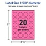 Avery Round Laser/Inkjet Multipurpose Labels, 1-5/8" Dia, Bright Pink (1600/Box)~#|#~E02BEE0D-3DE6-46BC-A0729BD009CF2B62_sc7