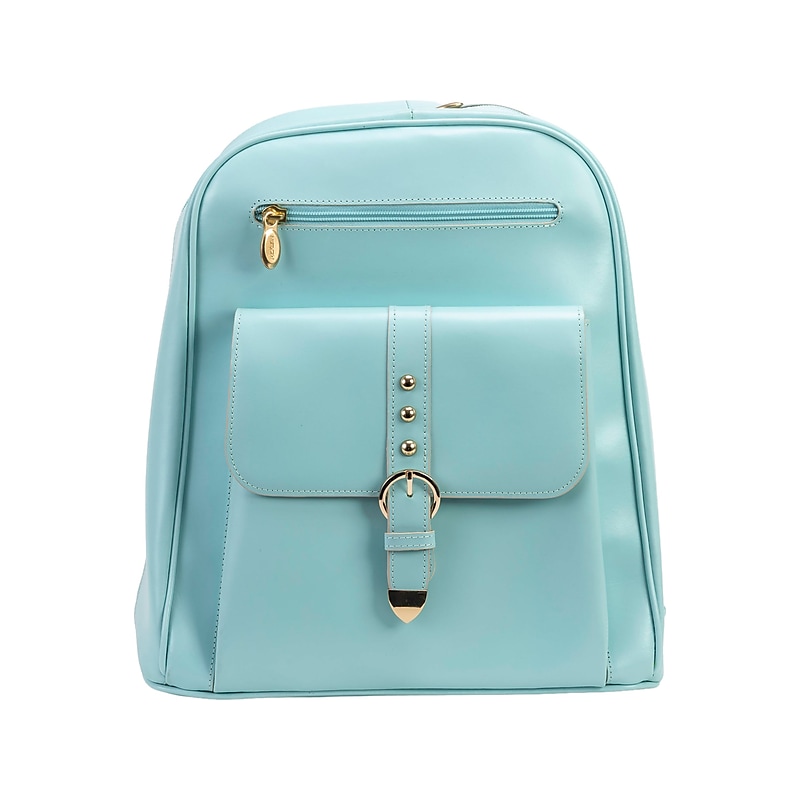McKlein Madison Leather Laptop Backpack, Medium, Aqua Blue (99558) image 1