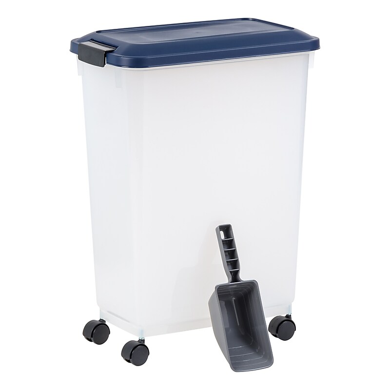 Iris 47 Quart Storage Container with Lid, Plastic, White/Blue (585109) image 1