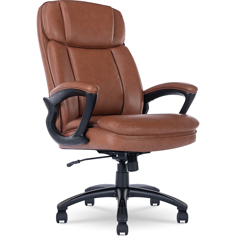 Serta Fairbanks Ergonomic Bonded Leather Executive Big & Tall Chair, 350 lb. Capacity, Brown (43675C) image 1