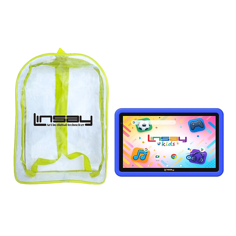 Linsay 7" Octa Core Tablet, WiFi, 128GB SSD, Android 15, Bundled with Kids Blue Defender Case with Backpack image 1