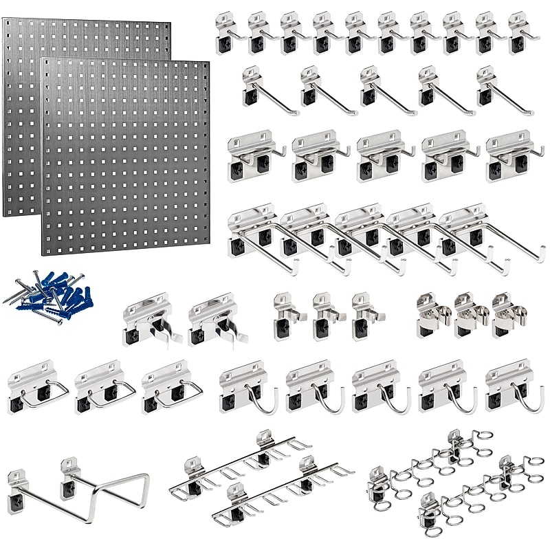 Triton Products LocBoard Stainless Steel Pegboards with 46 pc. LocHook Assortment (LB1-SKit) image 1