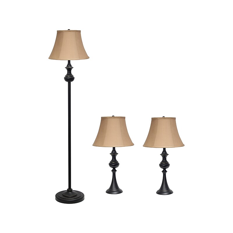 Lalia Home Homely 60"/26" Restoration Bronze Three-Piece Floor/Table Lamp Set with Bell Shades (LHS-1007-RZ) image 1
