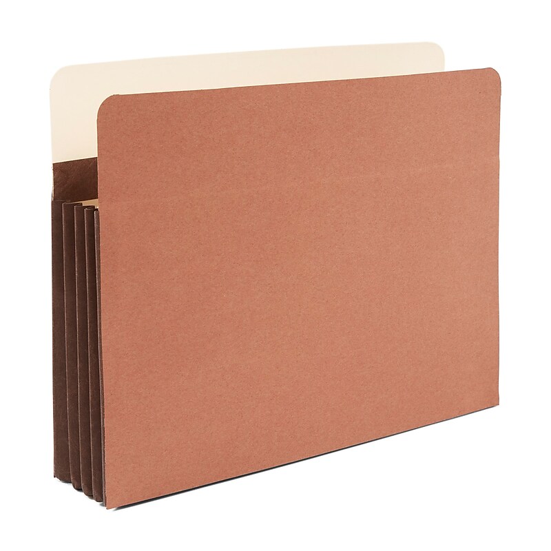 Staples Heavy-Duty Reinforced File Pocket, 3.5" Expansion, Letter Size, Brown, 10/Box (704358) image 1