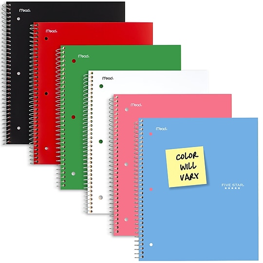 Five Star 1-Subject Notebooks, 8.5" x 11", College Ruled, 100 Sheets, Color Chosen at Random (06206/08076)~#|#~E069BA09-BA19-4071-8C04AB6524673C6C_sc7