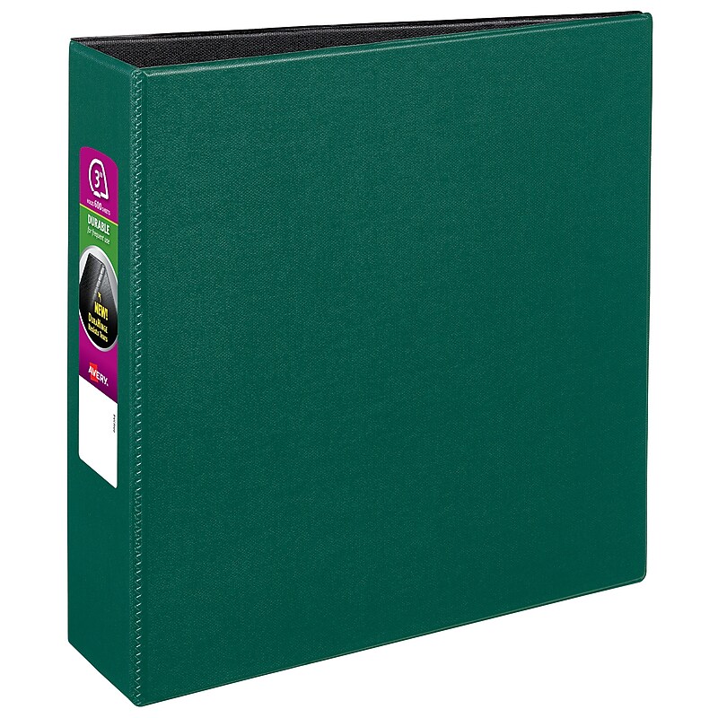 Avery 3" 3-Ring Non-View Binders, Slant Ring, Green (27653) image 1