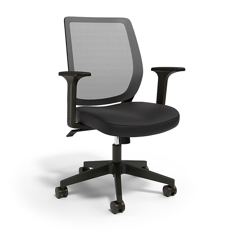 Staples Essentials Ergonomic Fabric Swivel Task Chair, Black (UN56947) image 1