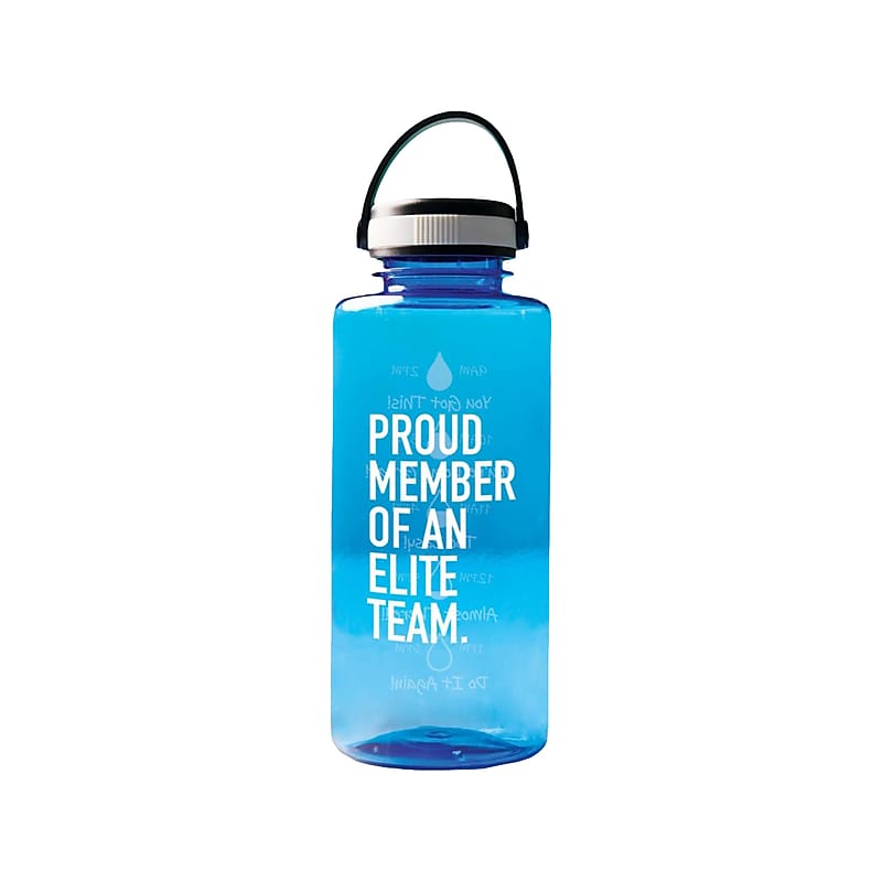 Baudville Drink it Up! "Proud Member" Plastic Water Bottle, 36 oz., Blue, 2/Pack (1396375P231) image 1