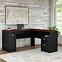 Bush Furniture Fairview 60"W L Shaped Desk with Drawers and Storage Cabinet, Antique Black/Hansen Cherry (WC53930-03K)~#|#~E07A184C-BEC9-4A29-BB8B274ABEC9F08B_sc7