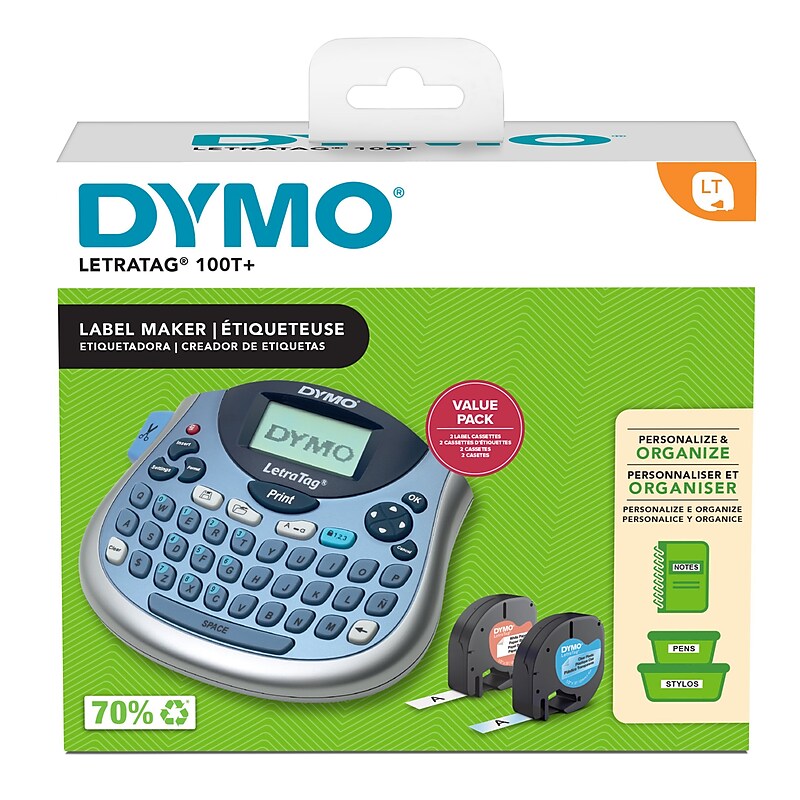Dymo LetraTag Plus LT-100T Portable Thermal Label Maker, Gray (1733013) image 1