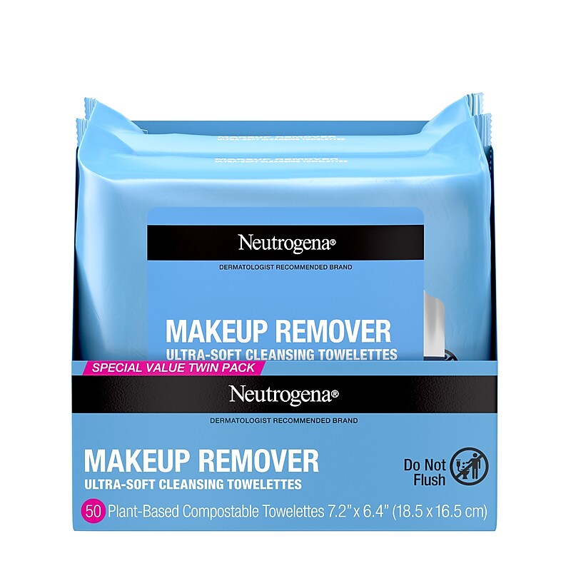 Neutrogena Makeup Remover Wipes & Face Cleansing Towelettes, 25 Count, 2/Pack (37393) image 1