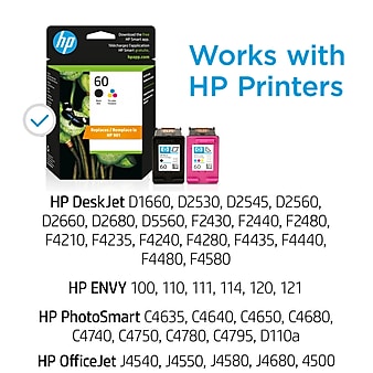 HP 60/901 Black/Tri-color Ink Cartridges 2/pack (N9H63FN)
