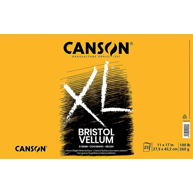 Canson XL Series 11" x 17" Vellum Sketch Pad, 25 Sheets/Pad (MCXC400061850) image 1