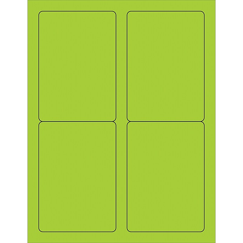 Tape Logic Laser Address Labels, 3 1/2" x 5", Fluorescent Green, 400/Carton (LL176GN) image 1
