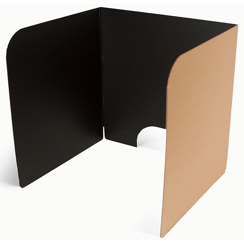 Classroom Products Foldable Cardboard Freestanding Privacy Shield, 20"H x 20"W, Black/Kraft, 20/Box (2020 BK) image 1