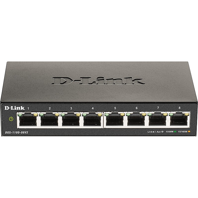 D-Link DGS-1100 Series 8-Port Gigabit Ethernet Smart Switch, Black (DGS-1100-08V2) image 1