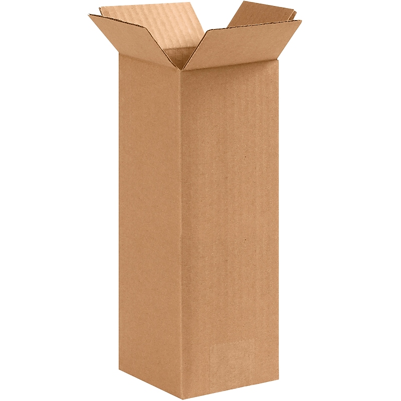 4" x 4" x 10" Shipping Boxes, 32 ECT, Brown, 25/Bundle (4410) image 1