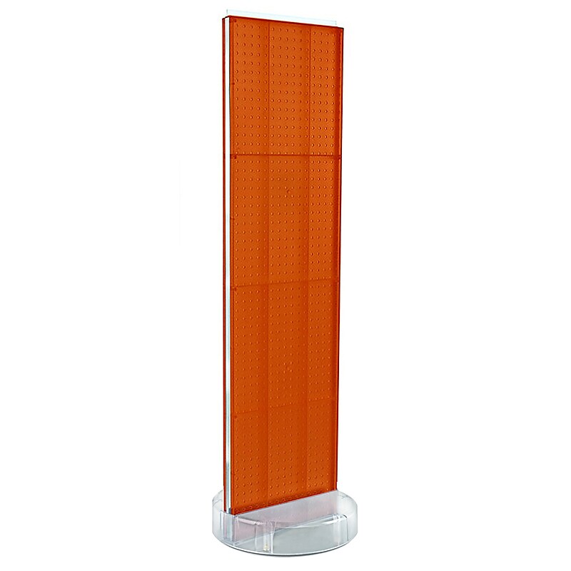 Azar Displays 60”H x16”W Two-Sided Pegboard Floor Display On a Revolving Round Studio Base, Orange (700780-ORG) image 1