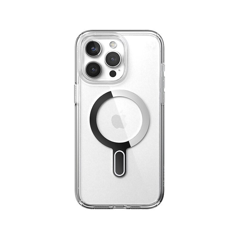 Speck Presidio Perfect-Clear MagSafe ClickLock Phone Case for iPhone 15 Pro Max, Clear/Chrome (150465-3199) image 1