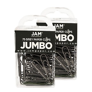 JAM Paper Jumbo Paper Clips, 2" Capacity, Gray, 75 Clips/Pack, 2/Pack (21830628a)~#|#~E0E2B5FF-927A-4A4D-AA939D6287DE2137_sc7