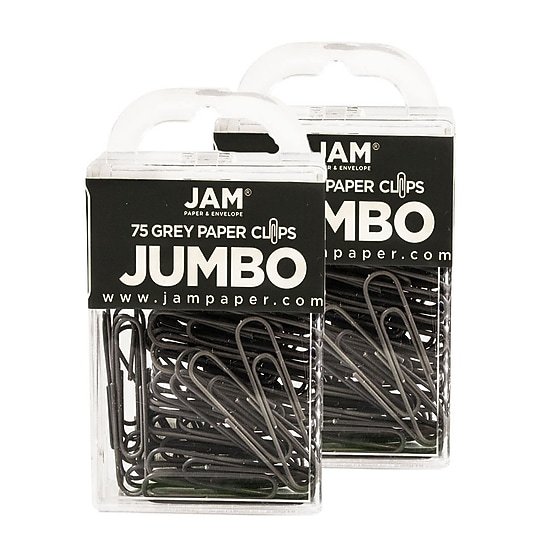 JAM Paper Jumbo Paper Clips, 2" Capacity, Gray, 75 Clips/Pack, 2/Pack (21830628a)~#|#~E0E2B5FF-927A-4A4D-AA939D6287DE2137_sc7